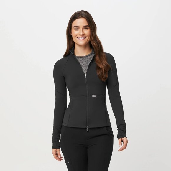 Figs On Shift Contour Knit Jacket in Black Size Small